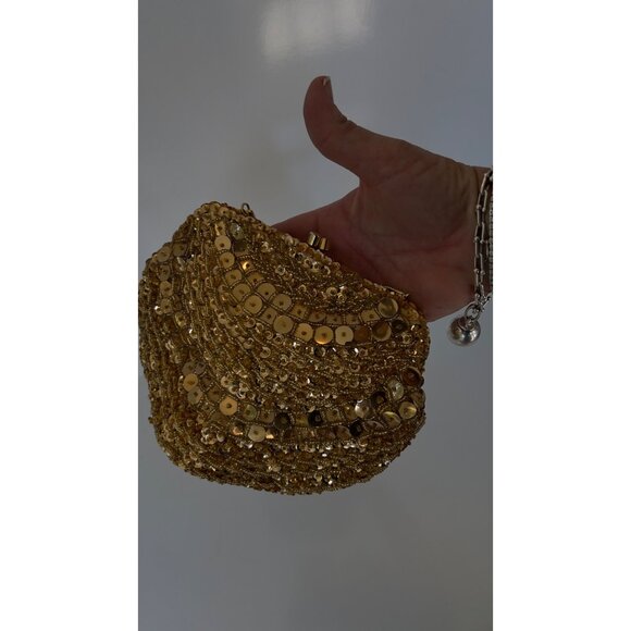 Vintage Gold Sequin Safco Bag Handmade Hong Kong With Chain Strap - Picture 8 of 8